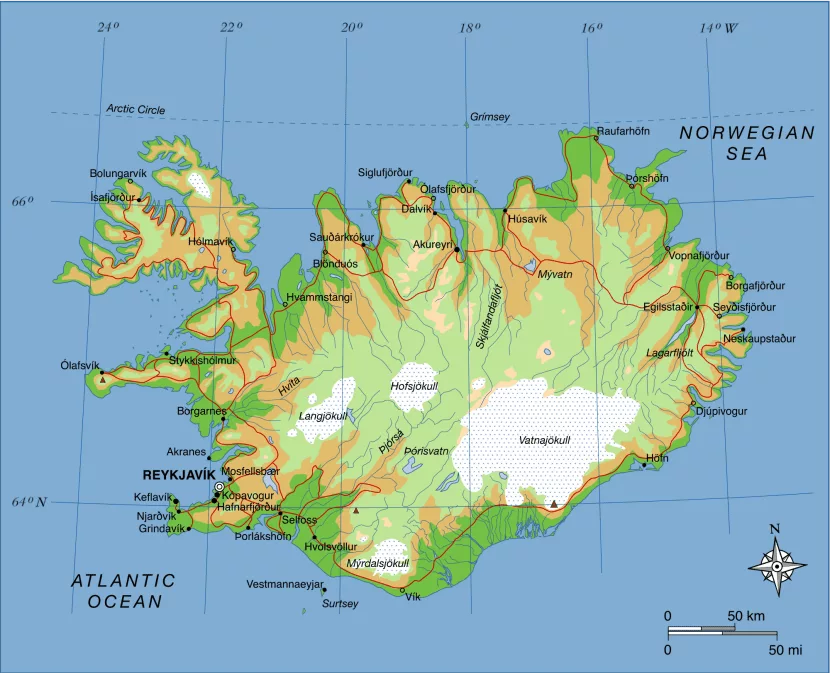 アイスランドの地図